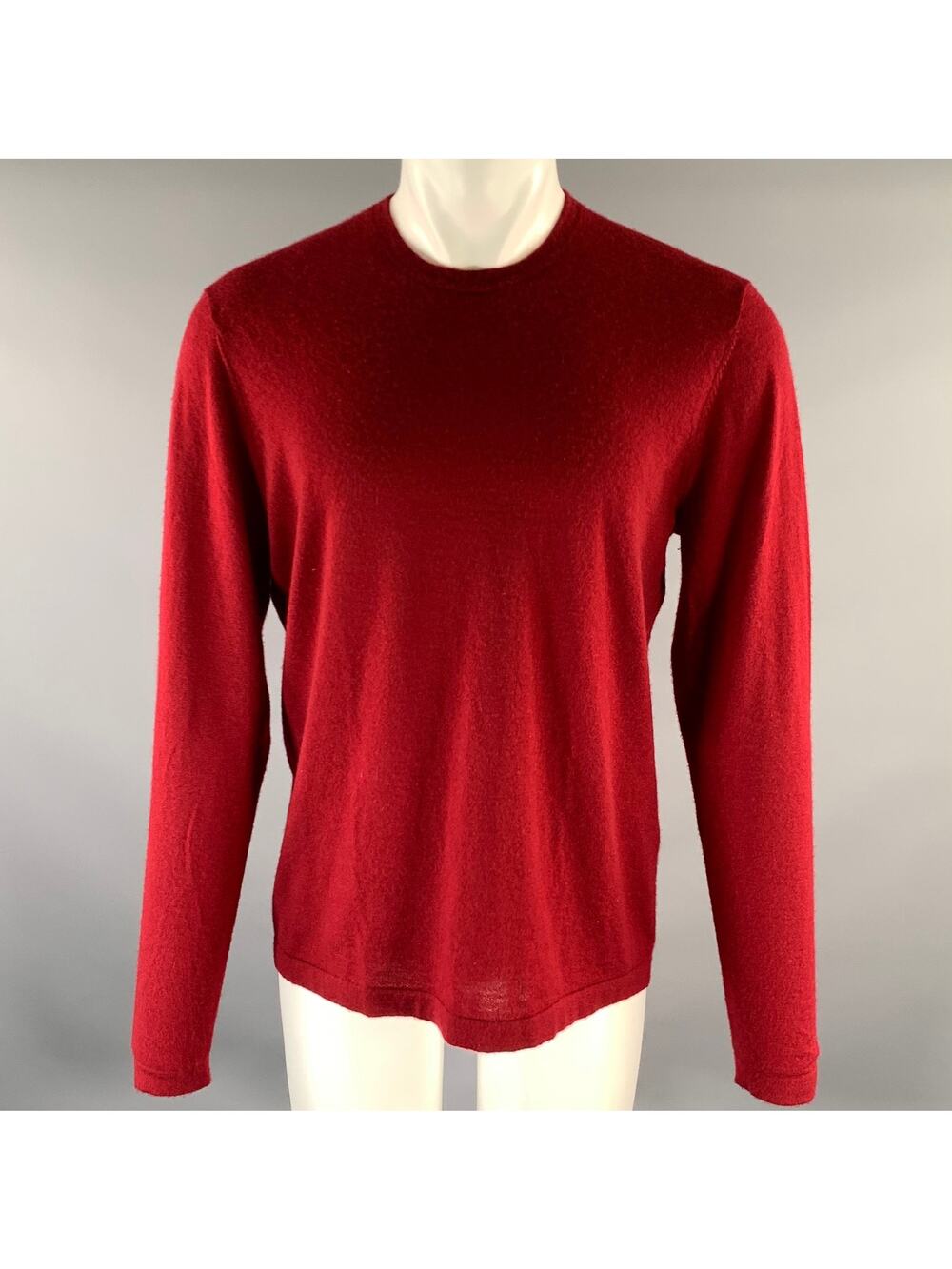 NEIMAN MARCUS Size L Burgundy Knit Cashmere Crew-Neck Pullover